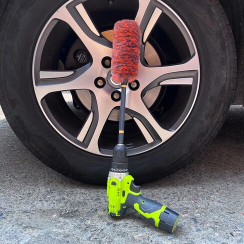 Drill Wheel Brush, Rim Drill Cleaner Brush, Extended Heavy Duty Rim Brush with Drill Bit Adapter, Synthetic Wool Soft Fiber Wheel Brush, Microfiber Rim Cleaning Brushes for Drill in Saudi Arabia