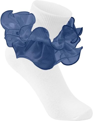 Komorebi Big Ruffle Socks Woman Double Lace Turn Cuff Socks for Womens Ankle Socks Frilly Dress Socks in Saudi Arabia