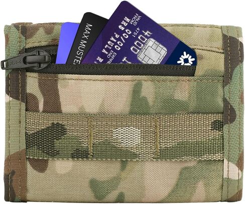 PETAC GEAR Tactical Mens Wallet,Trifold Nylon Credit ID Card Pocket Water Resistant Cash Card Holder with Back coin Zipper Pocket (MC) in Kuwait