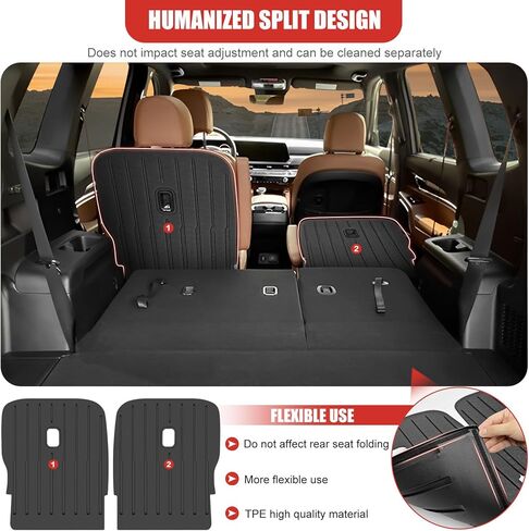 Seat Back Cover 2 nd Row Fit for 2020-2024 Kia Telluride 7 Seats Accessories, Kick Mat TPE Back Seat Protector Car Mat for 2024 Kia Telluride in Kuwait
