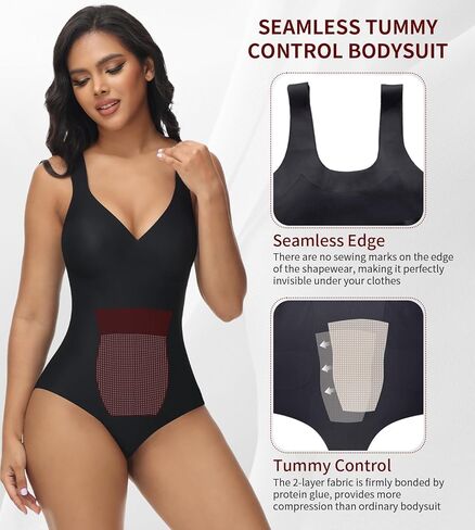 SHAPSHE الجسم المشكل البطن التحكم فاجا كامل الجسم ملابس داخلية بعقب رافع انخفاض قطع أكمام قصيرة ارتداءها للنساء بالإضافة إلى حجم الخصر خطف Cincher الخامس الرقبة تانك الأعلى تجريب الخروج صيف 2024 أسود in Kuwait
