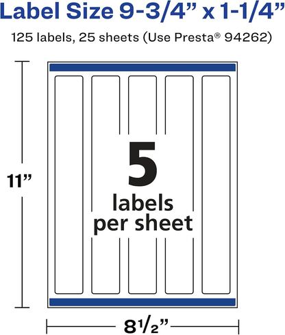 Avery Matte White Rectangle Labels with Sure Feed, 9.75" x 1.25", 125 Matte White Printable Labels in Saudi Arabia