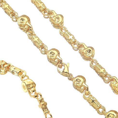 Chain Necklace Bracelet for Men Design Skulls 18K Gold or Black Plated Stainless Steel Chain Hip Hop Necklace 7inch to 28inch in Saudi Arabia
