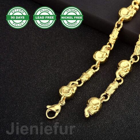 Chain Necklace Bracelet for Men Design Skulls 18K Gold or Black Plated Stainless Steel Chain Hip Hop Necklace 7inch to 28inch in Saudi Arabia