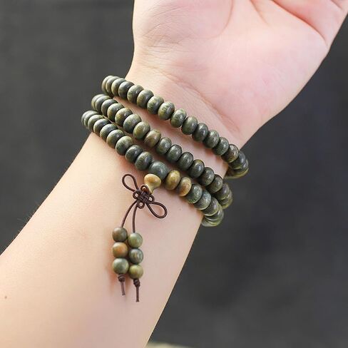 Green Sandalwood Mala Bracelet for Men 108 Beads for Meditation Mala Beads Necklace in Saudi Arabia