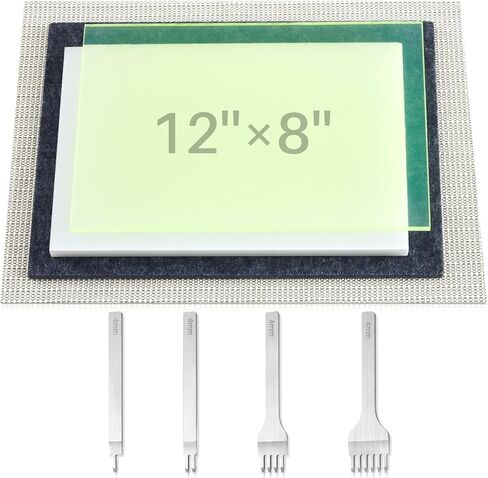 8 قطع من وسادات الثقب الجلدية مقاس 30.48 سم × 20.32 سم مجموعة أدوات ثقب الجلد وأدوات اللكم ووسادة امتصاص الصوت ووسادة مضادة للانزلاق مع إزميل خياطة جلدي للعمل بالجلد in Kuwait