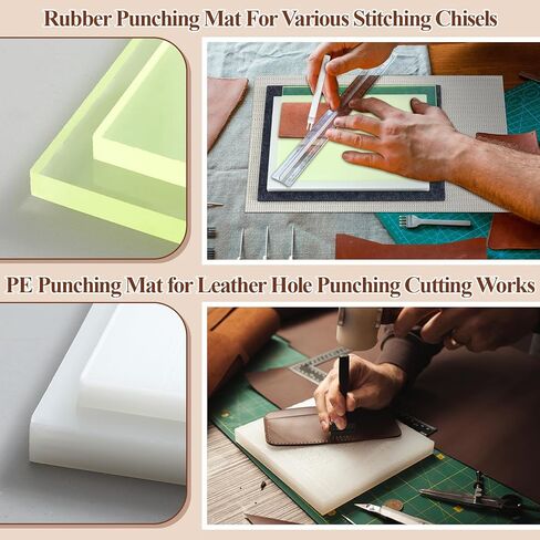 8 قطع من وسادات الثقب الجلدية مقاس 30.48 سم × 20.32 سم مجموعة أدوات ثقب الجلد وأدوات اللكم ووسادة امتصاص الصوت ووسادة مضادة للانزلاق مع إزميل خياطة جلدي للعمل بالجلد in Kuwait