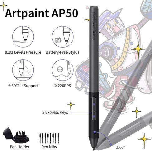 GAOMON PD1161 11.6 Inch Tilt Support Drawing Monitor,Pen Display,Graphic Drawing Tablet with Screen,Battery-Free Pen AP50 & 8 Shortcut Keys, for Drawing, Animation, Design, Photo/Video Editing in Saudi Arabia