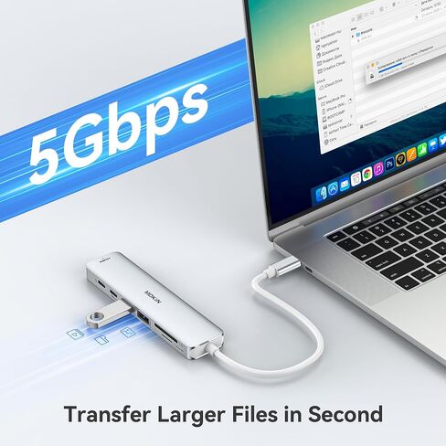 محول USB C HDMI لجهاز ماك بوك برو 2016/2017، مخرج 5 في 1 USB-C الى HDMI، قارئ بطاقات SD+MicroSD ومنفذين USB 3.0 (رمادي سبيس) in Kuwait