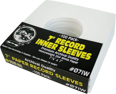 (50) Square Deal Recordings & Supplies 7" Record Paper Inner Sleeves - White Archival Acid Free - #07IW - 50 Sleeves in Saudi Arabia