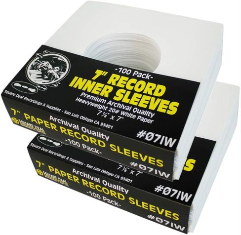 (50) Square Deal Recordings & Supplies 7" Record Paper Inner Sleeves - White Archival Acid Free - #07IW - 50 Sleeves in Saudi Arabia