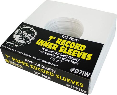 (50) Square Deal Recordings & Supplies 7" Record Paper Inner Sleeves - White Archival Acid Free - #07IW - 50 Sleeves in Saudi Arabia