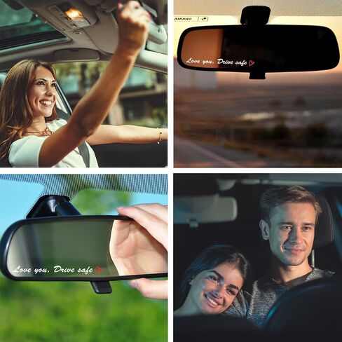 2X Rearview Mirror Decal, Vanity Mirror Stickers, Rear View Mirror Vinyl Decal, Car Decal for Women, Self Affirmations Decal (Love You, Drive Safe - White) in Saudi Arabia