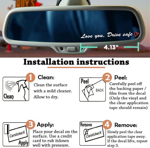 2X Rearview Mirror Decal, Vanity Mirror Stickers, Rear View Mirror Vinyl Decal, Car Decal for Women, Self Affirmations Decal (Love You, Drive Safe - White) in Saudi Arabia