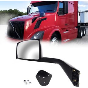 Torque Hood Mirror Pair Set Replacement for 2004-2017 Volvo VNL Semi Trucks Black with Mounting Kit Driver Left Side LHD Passenger Right Side RHD (TR008-L, TR008-R)