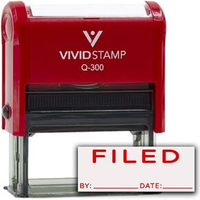Filed by Date Self Inking Rubber Stamp (Red Ink) Large