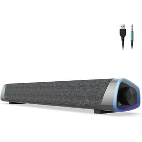 SOULION R30 Computer Speakers, USB Powered Small PC Speakers, Colorful RGB Lights with Switch Button, Surround Sound Portable Computer Sound Bar Speaker for Desktop Laptop