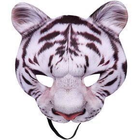 Halloween Tiger Half Face Mask Animal Mask Animal Cosplay Mask for Halloween Masquerade Party Costume Cosplay Props