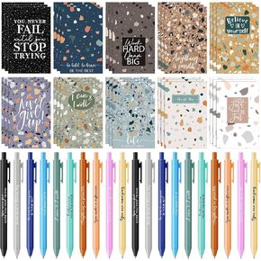 PerKoop 60 Pcs Team Appreciation Gifts Bulk for Employees Inspirational Notepads Motivational Pens Set Inspirational Notebooks Motivational Journal Inspiring Small Pocket Notepads Gift for Coworker