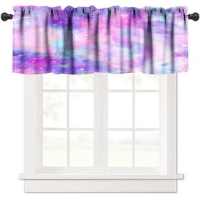 Galaxy Pink Purple Valance Curtain Tie Dye Ombre Pink Gradient Watercolor Starry Rod Pocket Valance Window Treatments 1 Panel Short Curtains for Kitchen Living Room Decor 54 x 18 in