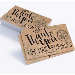 Business Thank You Cards - Small Business Essentials - Thank You Punch Cards - Minimalist Blank Note Card, Stationery Set of 50 3.5 x 2 Standard Business Card, Small Business Thank You Cards