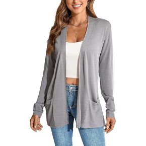 Lightweight Cardigans Sweater for Women Loose Casual Long Sleeve Open Front Breathable Cardigans