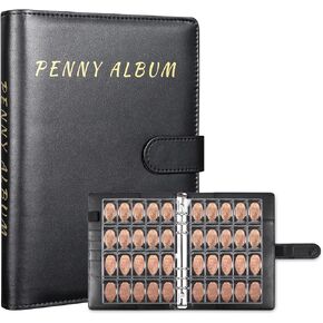 Pressed Penny Collection Book 236 Coins, Souvenir Penny Collector Binder Album, Quarter and Nickel Holder, Flat Penny Holder with Recording Paper