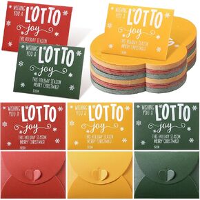 TecUnite 60pcs Christmas Lottery Ticket Envelopes with Heart-Shaped Clasp Wishing You a Lotto Gift Card Holders for Christmas Party Favor Supplies Scratch Off Cards Lottery Ticket(White,Xmas Tree)