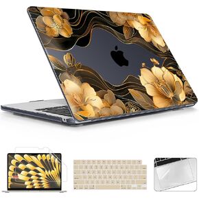 Compatible with M4 MacBook Air 13.6 inch A3240 Case 2025 2024 2023 2022 Release A2681 M2/ A3113 M3 with Touch ID & Retina Display, Plastic Hard Shell Case & Keyboard Cover, Floral C293