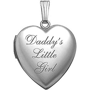 PicturesOnGold.com Sterling Silver 'Daddy's Little Girl' Heart Locket Pendant Necklace - 2/3 x 2/3 Inch