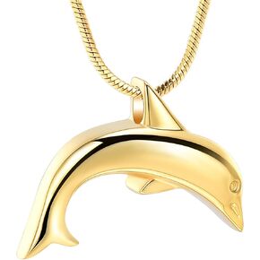 Minicremation Dolphin Shape Cremation Jewelry Necklace for Ashes Stainless Steel Ashes Holder Memorial Jewelry Keepsake Urn Pendant +fill kit
