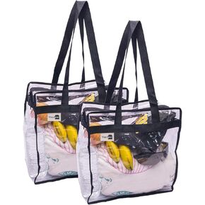 Clear Stadium Approved Bags 12x6x12 Transparent Tote, Zipper and Handles for Concerts, Sporting Events, Work, Gym