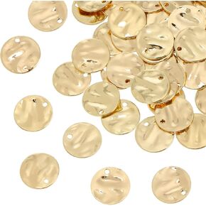 100 Pieces Gold Coin Charms for Jewelry Making, 13mm Gold Stamping Blanks Round Flat Coins Charms for Disc Earring Necklace Bracelet DIY Craft Supplies