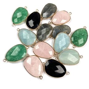 QSLLER 2 Pcs Natural Stone Connectors,Irregular Shape Natural Semi-Precious Stone Pendant Charms DIY for Necklace or Jewelry Making