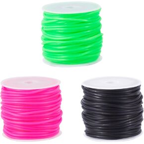 2mm Hollow Pipe Rubber Cord 10.93 Yards x 3 Rolls PVC Knitting Stitch Holders Rubber String Barber Cords for Knitting Sewing DIY Crafts Jewelry Making Supplies