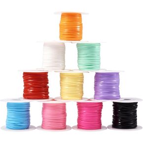 2mm Hollow Pipe Rubber Cord 10.93 Yards x 3 Rolls PVC Knitting Stitch Holders Rubber String Barber Cords for Knitting Sewing DIY Crafts Jewelry Making Supplies