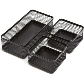 TRU RED TR57547-CC 3 Compartment Stackable Wire Mesh Desk Organizer