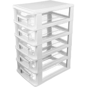 Multifunctional Five Storage Cabinet Drawers Portable Organizer Clothes Sundries Transparent
