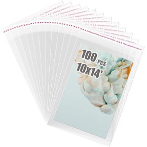أكياس السيلوفان ذاتية الغلق من إيجوفين 100 قطعة من أكياس الأكمام الشفافة القابلة للإغلاق لحصائر الصور مقاس 10 × 14 (حجم الحقيبة: 10 × 14 بوصة)