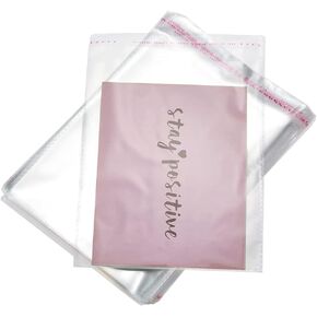 200 Pcs 7" x 9" Thick Clear Resealable Cello Seal Cellophane Bags Self Adhesive Packing Bakery Prints Photos Cards Gift Poly Cellophane Bag