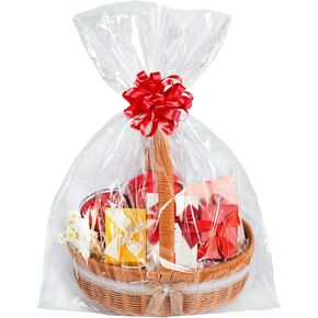 20pcs Cellophane Bags 24x30 Cellophane Wrap for Gift Baskets Large Clear Gift Bags Party Favors Bags Clear Treat Bags Plastic Gift Bags Packaging Bags for Cookie Candy Goodie