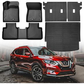 6 PCS for Nissan Rogue Floor Mats 2025 2024 2023 2022 2021, Full Set with Backrest Mat All Weather Cargo Liners Trunk, for Nissan Rogue Accessories 2021-2025 (Not for Rogue Select/Sport)