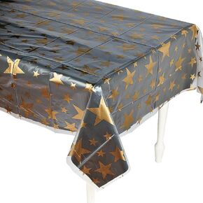 Fun Express Clear Gold Star Print TABLECOVER - Party Supplies - 1 Piece