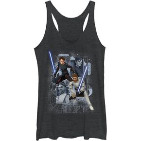 STAR WARS Women's Clone Wars Schematic Shot Tri-Blend Racerback Layering Tank