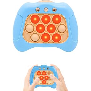 Quick Push Puzzle Game Machine Pop Fidget Light-Up Squeeze Poppet Sensory Toy Educational Push Pop Bubble Toy Stress Relief Party Favors Puzzle Game for Kids Teens Adults (Blue)