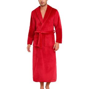 ENJOYNIGHT Mens Robe Plush Fleece Robe Cozy Warm Bathrobe Soft Long Robe with Pockets