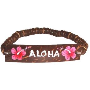 Zero Gravity Hawaii Hawaiian Jewelry Coconut Aloha Pink Flower Elastic Bracelet