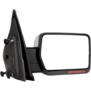 SCITOO Tow Mirror Compatible with for 2004-2014 For Ford For F150 Pickup Truck Mirror Power Adjusted Heated Turn Signal Puddle Light Chrome Housing with Reflective Stripe Towing Mirror RH