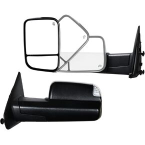 Pair Towing Mirrors fit 02-08 for Dodge Ram 1500 03-09 for Dodge Ram 2500 3500 with Turn Signal Light Power Heated Black Housing Set Left+Right