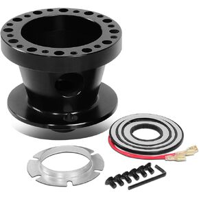 Auto Dynasty 6-Bolt Pattern Steering Wheel Hub Adapter Boss Kit Compatible with Ford Mustang Ranger Thunderbird 84-06, Billet Aluminum, Black